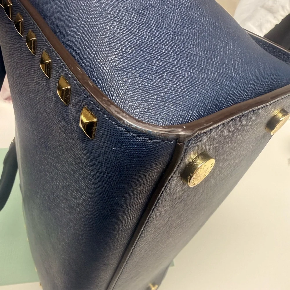 Michael Kors Dark Blue Studded Satchel-Large- Like New